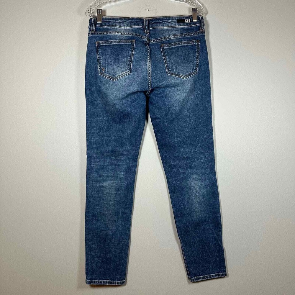 KUT From The Kloth Catherine Boyfriend Jeans Distressed Blue Wash Size 8 - Picture 5 of 5